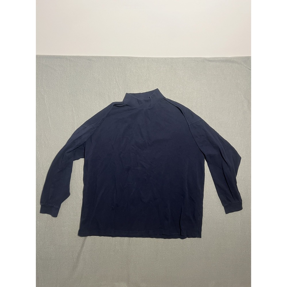 Cross Creek Men's XXL Navy Blue 100% Cotton Pima Lisle Mock Neck Long Sleeve